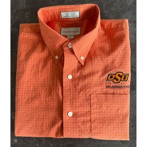 Cutter & Buck Oklahoma State Men's XL‎ Orange Long Sleeve Plaid Grid Shirt OSU
